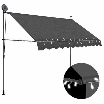 Copertină retractabilă manual cu LED, antracit, 300 cm GartenMobel Dekor