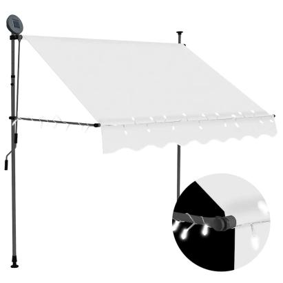 Copertină retractabilă manual cu LED, crem, 150 cm GartenMobel Dekor