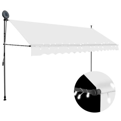 Copertină retractabilă manual cu LED, crem, 350 cm GartenMobel Dekor