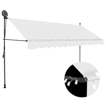 Copertină retractabilă manual cu LED, crem, 400 cm GartenMobel Dekor