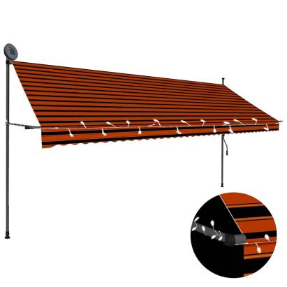 Copertină retractabilă manual cu LED, portocaliu & maro, 400 cm GartenMobel Dekor