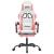 Scaun de gaming cu suport picioare, alb/roz, piele ecologică GartenMobel Dekor