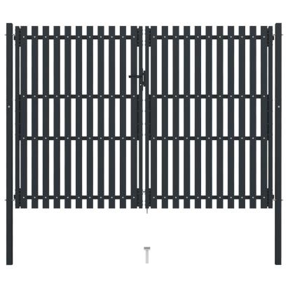 Poartă de gard dublă, antracit, 306 x 200 cm, oțel GartenMobel Dekor