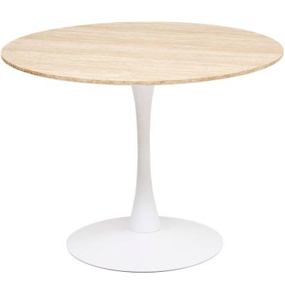 Masa rotunda Atmosphera Elias, 102x74 cm, MDF si metal, bej si alb Household NewTrend