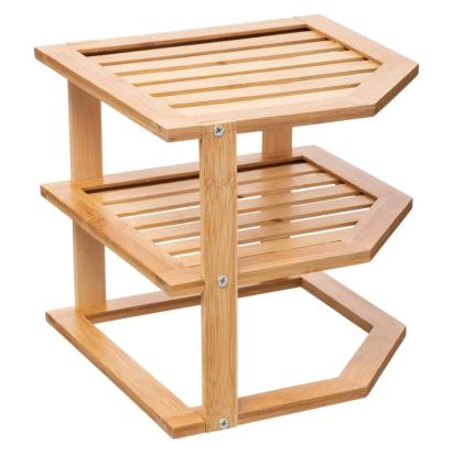 Etajera colt 5Five pentru bucatarie, 2 niveluri, bambus, 25x23x25 cm, maro natural Household NewTrend