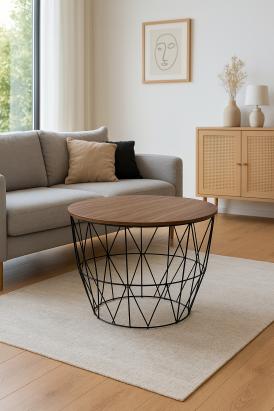 Masuta cafea Atmosphera Atomic, MDF si otel, 56x40 cm, negru Household NewTrend