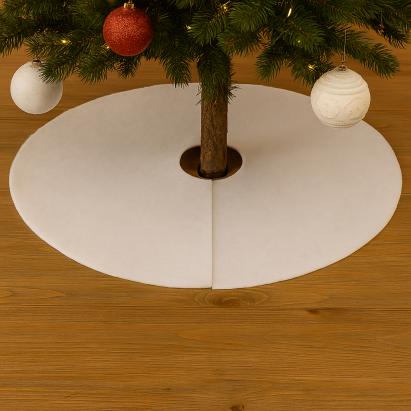 Covor pentru bradul de Craciun, diametru 100 cm, alb cu sclipici Household NewTrend