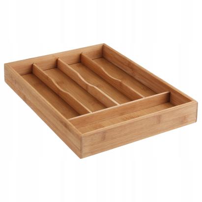 Organizator tacamuri 5Five din bambus si MDF cu 5 compartimente, 34x25 cm, maro natural Household NewTrend