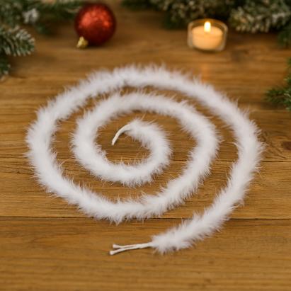 Ghirlanda pentru decor sau bradul de Craciun, model pene si bumbac, 200cm, alb Household NewTrend