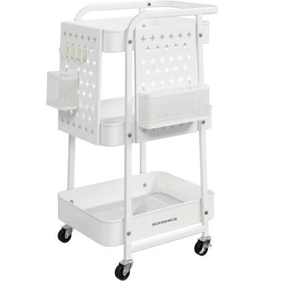 SONGMICS Raft de depozitare mobil tip carucior rulant, pentru baie sau bucatarie, cadru otel, 32x43x74 cm, alb Household NewTrend