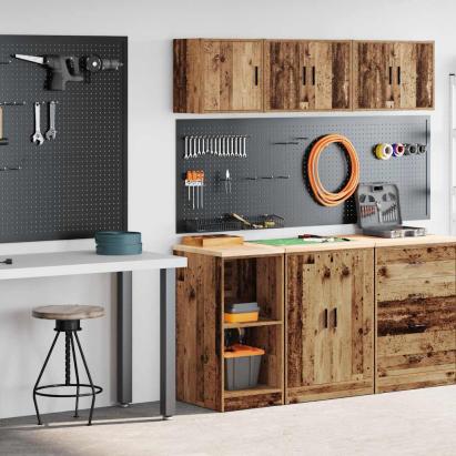 Dulapuri de garaj 2 buc Lemn vechi Lemn prelucrat GartenMobel Dekor