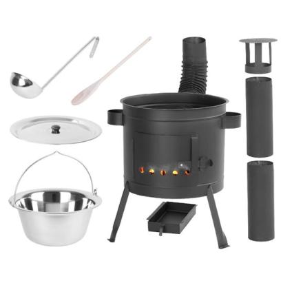 Soba cu ceaun/tuci, cu burlane, 36 cm, ceaun de 14 L, polonic, lingura de lemn, Artool GartenVIP DiyLine