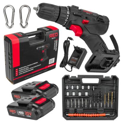 Red Technic Șurubelniță fără fir cu LCD, 2x Baterii 20V, Roșu Technic RTWA0033 Mobalis Homvera