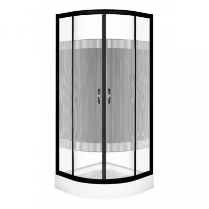 Kerra Cabină de duș curbată Xenia Duo Neagră 90x90 cm cu cădiță de duș Mobalis Homvera