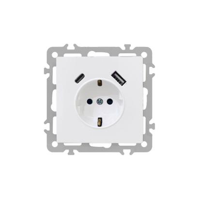 Leziter Priză cu împământare Nova cu conector USB 2A alb Mobalis Homvera