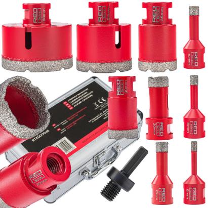 Red Technic Set de burghie cu 9 piese, adaptor pentru ferăstrău diamantat 6-68 mm HEX M14 RTZOD0046 Mobalis Homvera