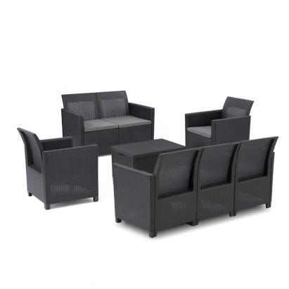 Curver Set de mobilier de grădină Claire V cu 7 locuri și masă de depozitare Arica Mobalis Homvera