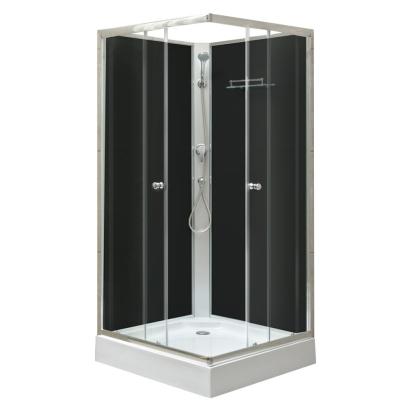 Leziter Cabină de duș pătrată neagră Polo Black II 80x80 cm cu cădiță de duș Mobalis Homvera