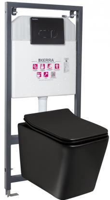 Kerra Rezervor de toaletă Tinos BL Pacific Black, montat pe perete Mobalis Homvera
