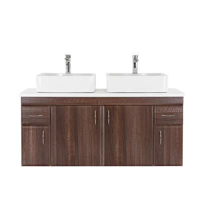 Leziter Dulap inferior Bianco 130 fără chiuvetă din lemn de nuc Aida cu blat alb Mobalis Homvera