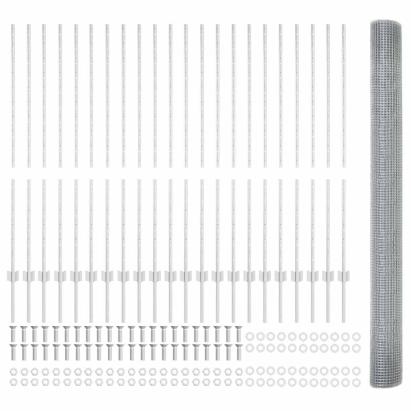 Îngrădire cu stâlpi Argintiu 1.4 x 50 m Oțel GartenMobel Dekor