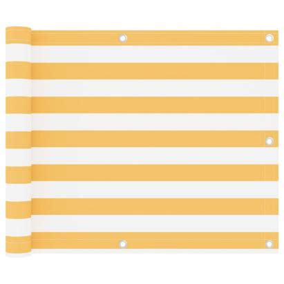 Paravan de balcon, alb și galben, 75 x 600 cm, țesătură oxford GartenMobel Dekor