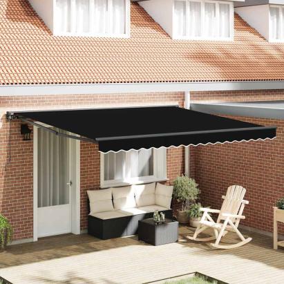 Cortina Retractabilă Manual Negru 400x300 cm țesătură GartenMobel Dekor