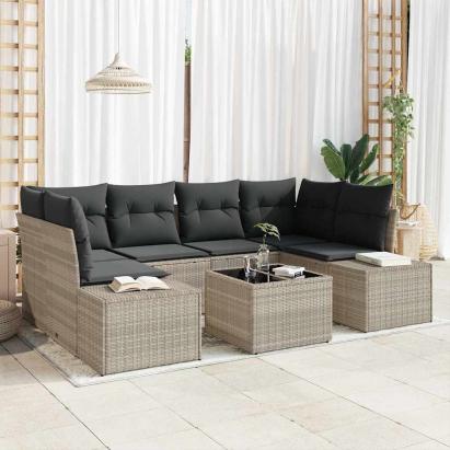 Set de canapele pentru grădină 7 pcs Gri deschis Rattan poli GartenMobel Dekor