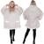 Hanorac tip patura oversize din fleece moale, cu gluga si buzunar mare, gri Household NewTrend