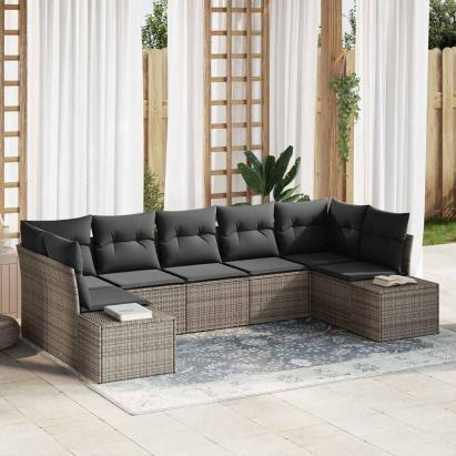 Set de canapele pentru grădină 7 pcs Gri 289 x 154 x 85 cm GartenMobel Dekor