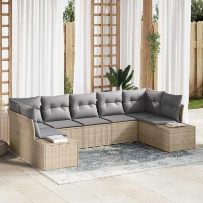 Set de canapele pentru grădină 7 pcs bej și gri deschis GartenMobel Dekor