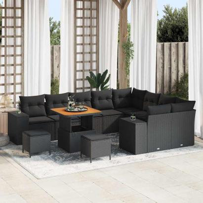 Set de canapele pentru grădină 12 pcs Negru 80 x 80 x 71 cm GartenMobel Dekor