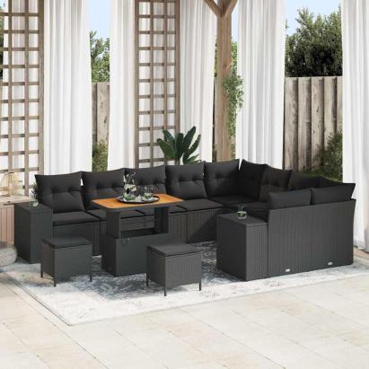 Set de canapele pentru grădină 12 pcs Negru 90 x 55 x 71 cm GartenMobel Dekor