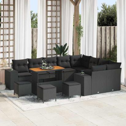 Set de canapele pentru grădină 13 pcs Negru 110 x 55 x 71 cm GartenMobel Dekor