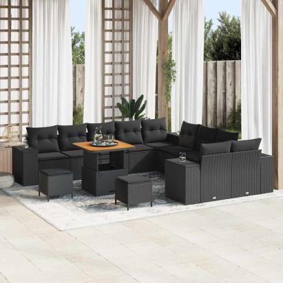 Set de canapele pentru grădină 13 pcs Negru 80 x 80 x 71 cm GartenMobel Dekor
