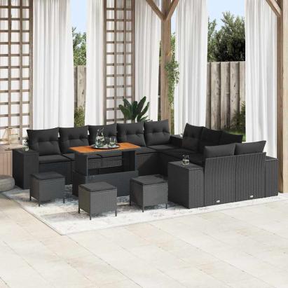 Set de canapele pentru grădină 14 pcs Negru 110 x 55 x 71 cm GartenMobel Dekor