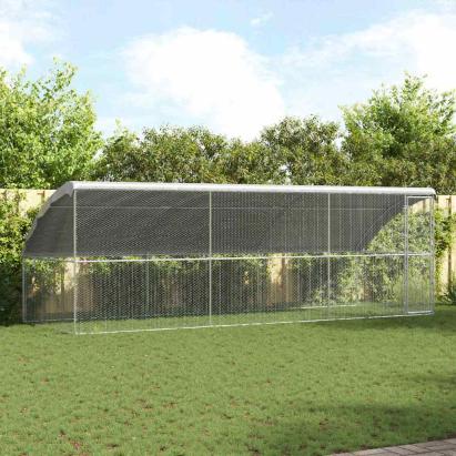 Cușcă pentru pui Argintiu 600 x 200 x 198.5 cm Oțel Galvanizat GartenMobel Dekor