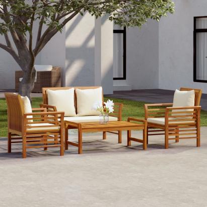Set mobilier de grădină cu perne, 4 piese, lemn masiv de acacia GartenMobel Dekor