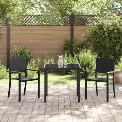 Set de masă pentru grădină 3 pcs Negru Rattan poli GartenMobel Dekor