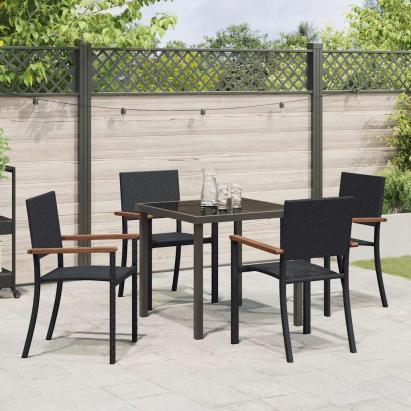 Set de masă pentru grădină 5 pcs Negru Rattan poli GartenMobel Dekor