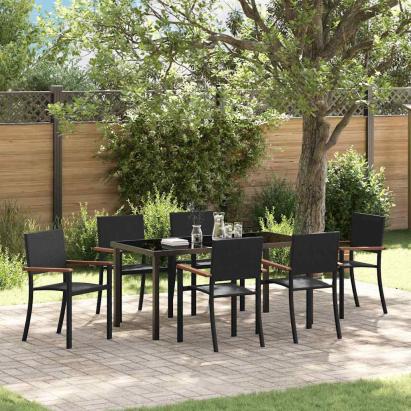 Set de masă pentru grădină 7 pcs Negru Rattan poli GartenMobel Dekor