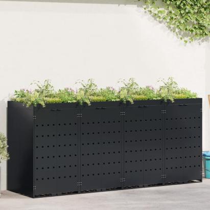 Depozitare pentru 4 pubele Wheelie Negru 272 x 77,5 x 121,5 cm GartenMobel Dekor