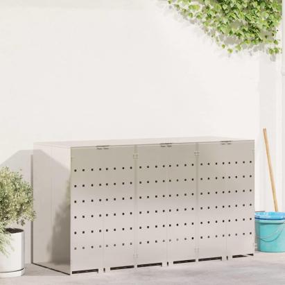 Depozitare pentru 3 pubele Wheelie Argintiu GartenMobel Dekor