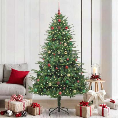 Brad de Crăciun artificial pre-luminat cu set de bile Verde GartenMobel Dekor