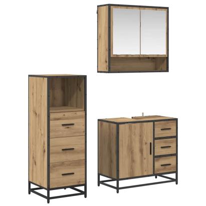 Set de mobilier pentru baie cu sertar 3 pcs stejar artizanal GartenMobel Dekor