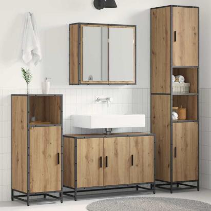 Set de mobilier pentru baie Pe perete 3 pcs stejar artizanal GartenMobel Dekor