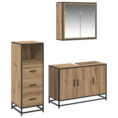 Set de mobilier pentru baie cu sertar 3 pcs stejar artizanal GartenMobel Dekor