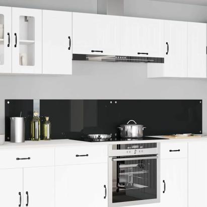 Spate de bucătărie 2 pcs Negru 120 x 40 cm sticlă securizată GartenMobel Dekor