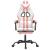 Scaun de gaming pivotant cu suport picioare alb&roz piele eco GartenMobel Dekor