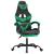Scaun de gaming pivotant/suport picioare negru/verde piele eco GartenMobel Dekor